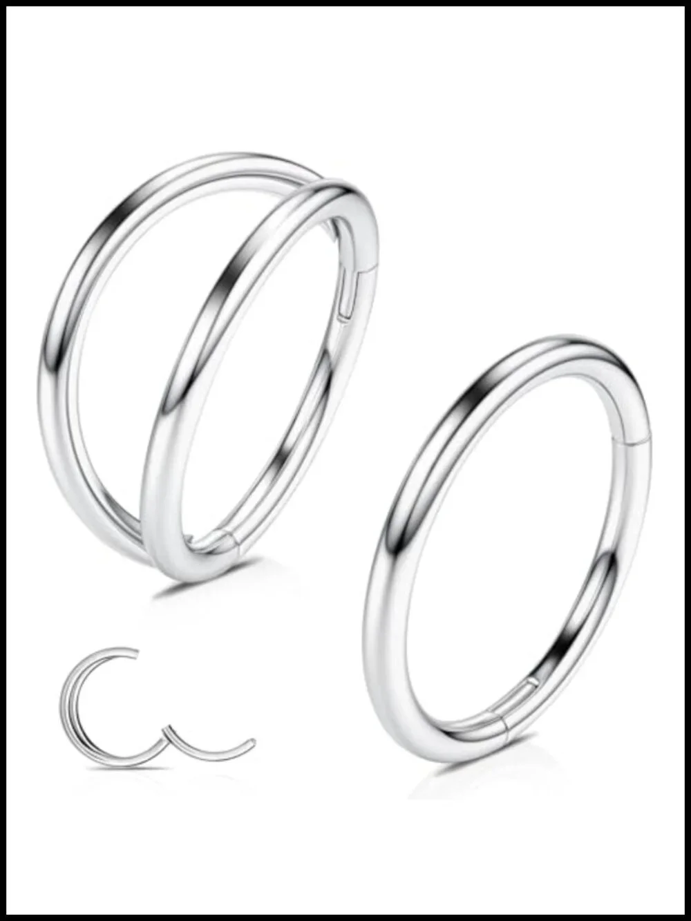 Hypoallergenic Titanium Nose Rings for Women 2-Piece Double Hoop